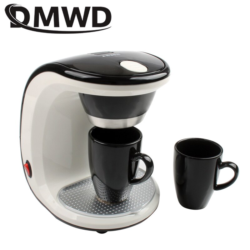 DMWD-Mini cafetière à égouttement électrique pour ménage, semi-automatique, cafetière américaine, Machine à café expresso 2 tasses, prise ue/US