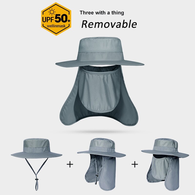 Männer Hütte Anti-Uv Eimer Hütte Fischer Hütte Sonnenschutz 360 Hüte Männer Sommer Hütte Hütte Gesicht Maske Schal kombiniert Sonnenblende