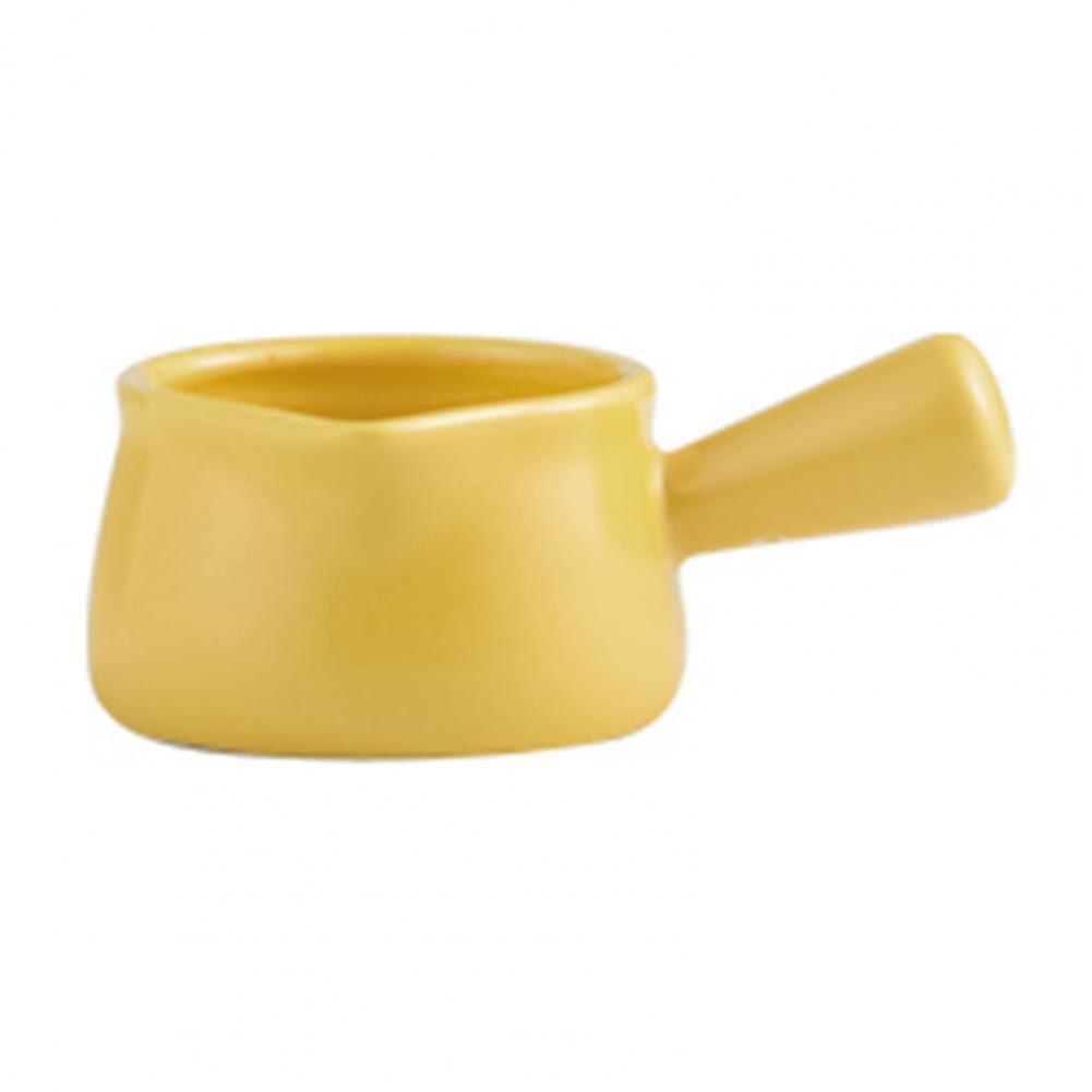 Mini Ceramic Sauce Pitcher Miniature Ceramic Creamer Jugs w/Handle Japanese Style Dipping Bowls Kitchen Coffee Syrup Jar Server: Yellow