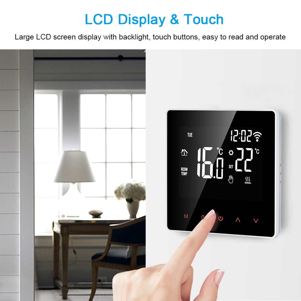 Wifi termostat trådløs smart temperatur controller lcd berøringsskærm elektrisk gulvvarme termostat programmerbar termostat
