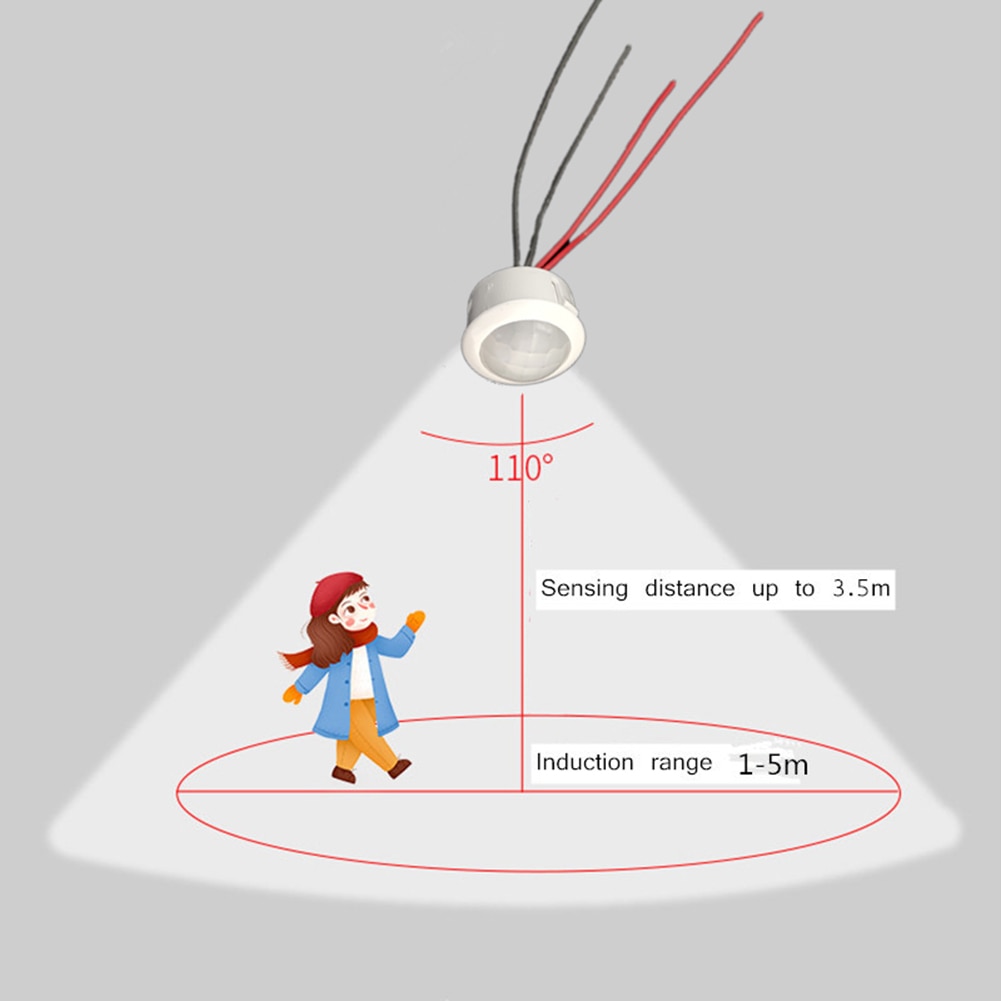 Mini Light Switch PIR Sensor Detector LED 12V 24V PIR Infrared Motion Sensor Switch Wiring Infrared Sensor for 18W Ceiling Lamp