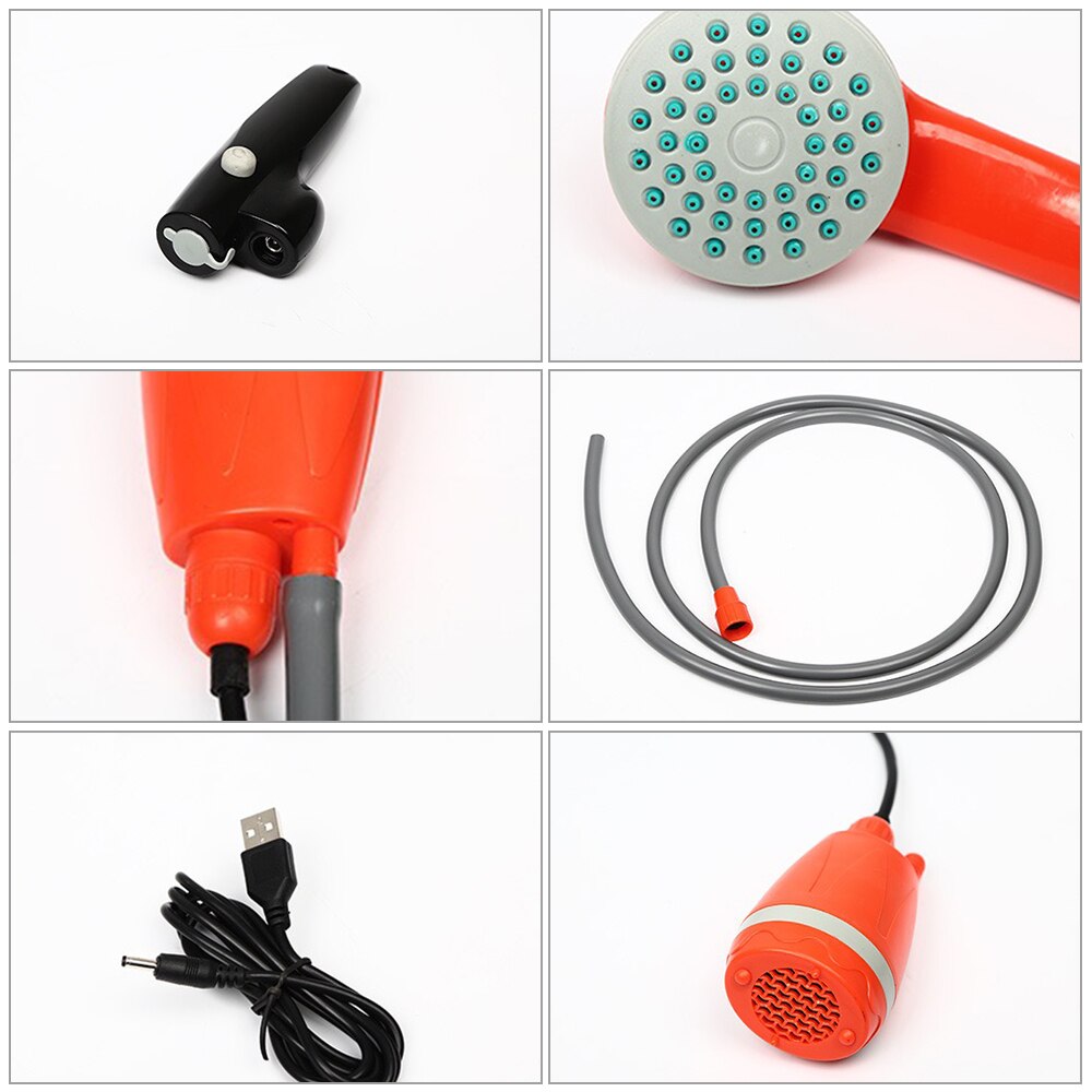 Portable Outdoor Shower Kit Handheld Shower Head Camping Showers with Water Pump for Household Cars 2 Meter Cable USB Charging