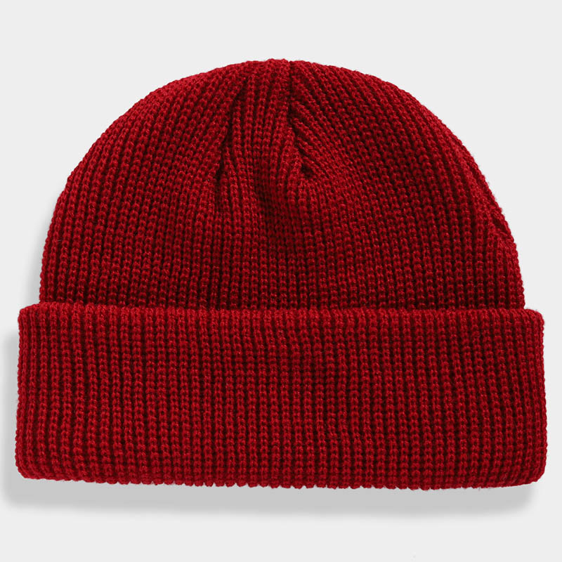 Vinter hue kort kalot unisex dame hue strikket hue hue sømandskasket manchet kantløs retro navy hat varm kalot: Burgunder