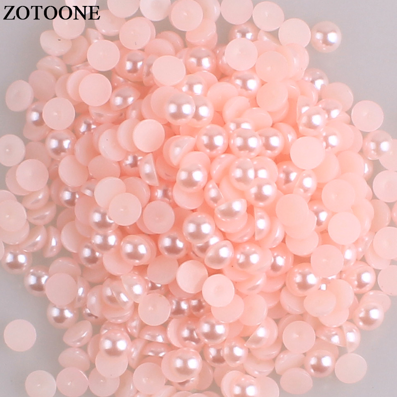 Zotoone 2-6 Mm 1000 Pcs Licht Roze Keramische Kraal Half Ronde Pearl Plaksteen Parel Stenen En Kristallen Sieraden nail Art Accessoires