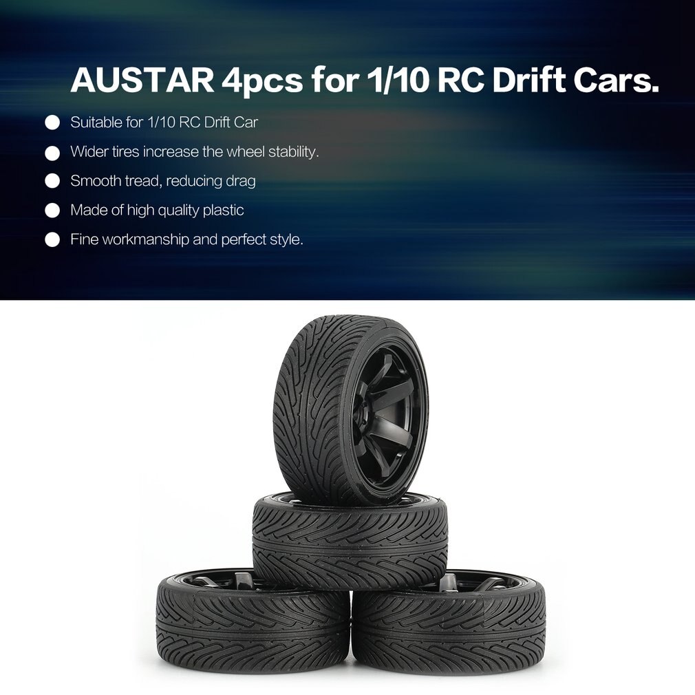 AUSTAR AX 4 stücke 64mm Hartplastik Felge Reifen Reifen Rad für 1/10 RC Drift Auto Modell HSP HPI komponente Ersatzteile Zubehör