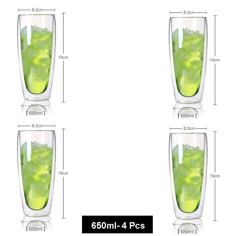 4 kpl/sarja espressokuppeja cafe latte kupit cappuccino kupit teekupit 80 millilitraa /2. 7 unssia kaksiseinäiset espressolasit ddc -08: 650ml-4 kpl
