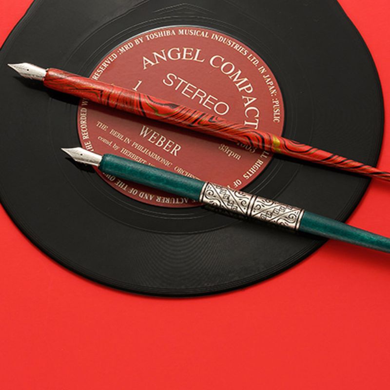 1 set marmeren houten manga kalligrafie kroontjespenhouder met 6 pennenpunten voor het schrijven van letters