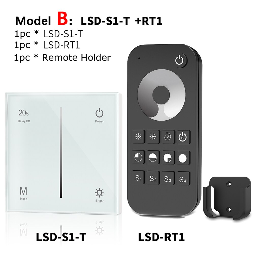 Wall Mounted Touch Panel AC Triac Dimmer 220V 230V 110V 288W Wireless RF Dimmable 2.4G Remote Controller for LED Bulb Light Lamp: Model B