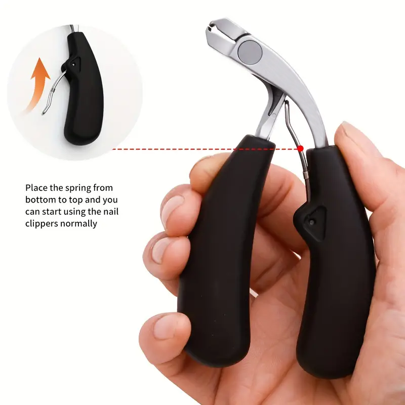 Nagelschere aus Edelstahl mit gebogener Klinge – robust, spritzwassergeschützt, breite Backe für dicke Nägel, ergonomischer langer Griff