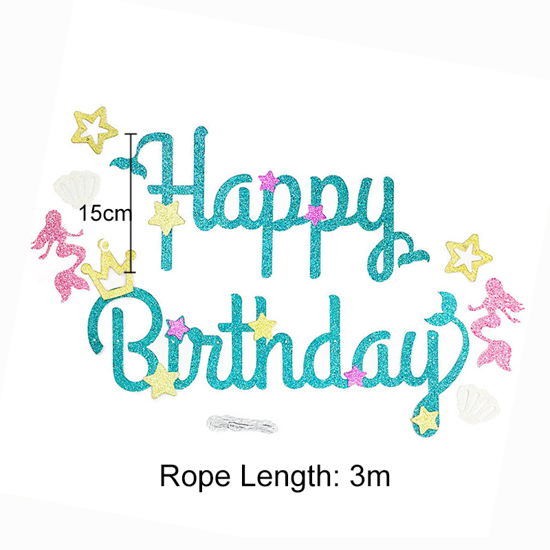 Glitter Mermaid Theme Banner Balloon Decorations Happy Birthday Birthday Mermaid Party Tiffany Blue Purple Banner Balloons: Mermaid banner 1