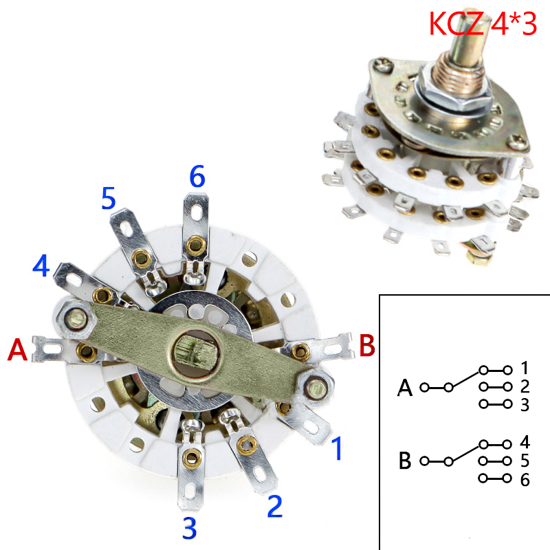 KCZ 2 Pole 6/7/8/9/10/11 4 Pole 3/5 Position With Channel Rotary Switch Selector With Cap Rotary Switch Selector: Blue