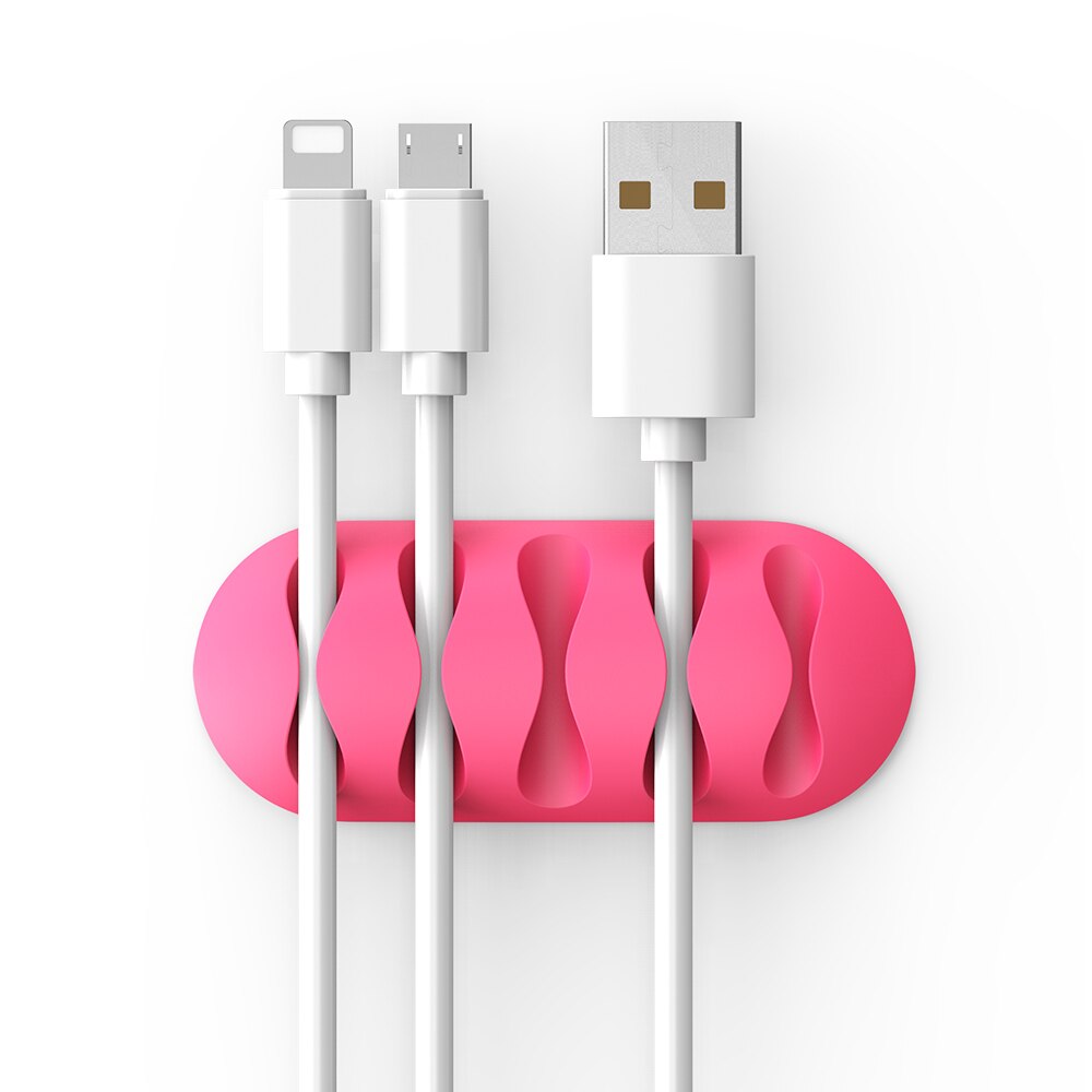 FLOVEME USB Kabel Organisator Kabel Winder Oortelefoon Houder Kabel Cord Holder Clip Office Desktop Telefoon Kabels Fixer Wire Management: Pink