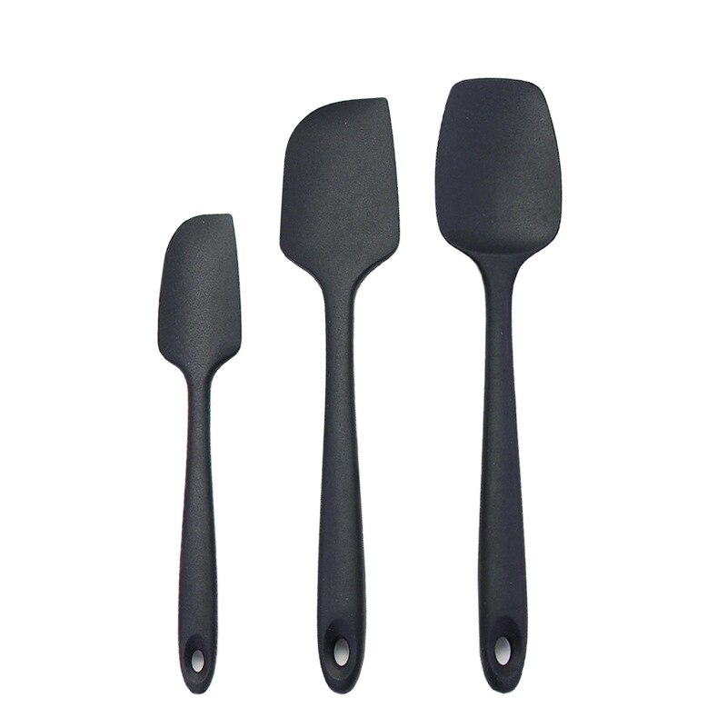 Hoge Hittebestendig Premium Siliconen Spatel Set, Naadloze , Non-stick Met Roestvrij Stalen Kern, koken/Bakken Gebruiksvoorwerp: Black Set of 3