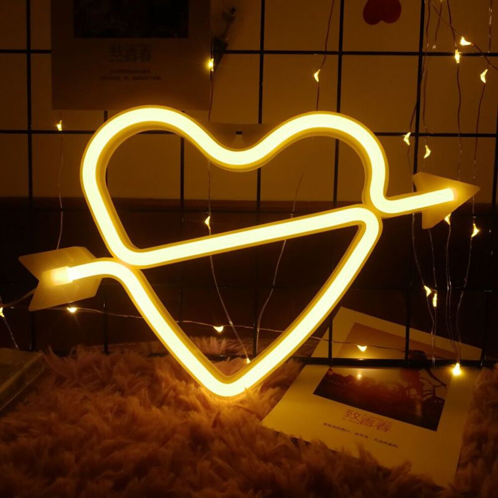 LED Néon Coeur Flèche Forme Arc-En-Ciel Coloré Néon Signe Tenture murale Lampe De Nuit pour La Fête À La Maison De De Festival De Mariage Déco