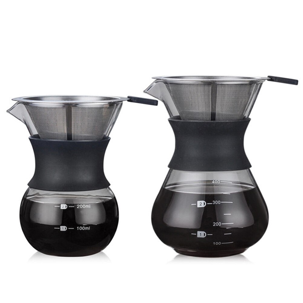 200ml/400ml Thicken Glass Coffee Pot with Handle Espresso Water Drip Coffee Maker Reusable Coffee Tea Filter Tools