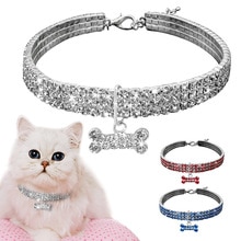 Coleira brilhante para cães e gatos, colar com strass diamante para animais de estimação, colar para cachorros e gatos