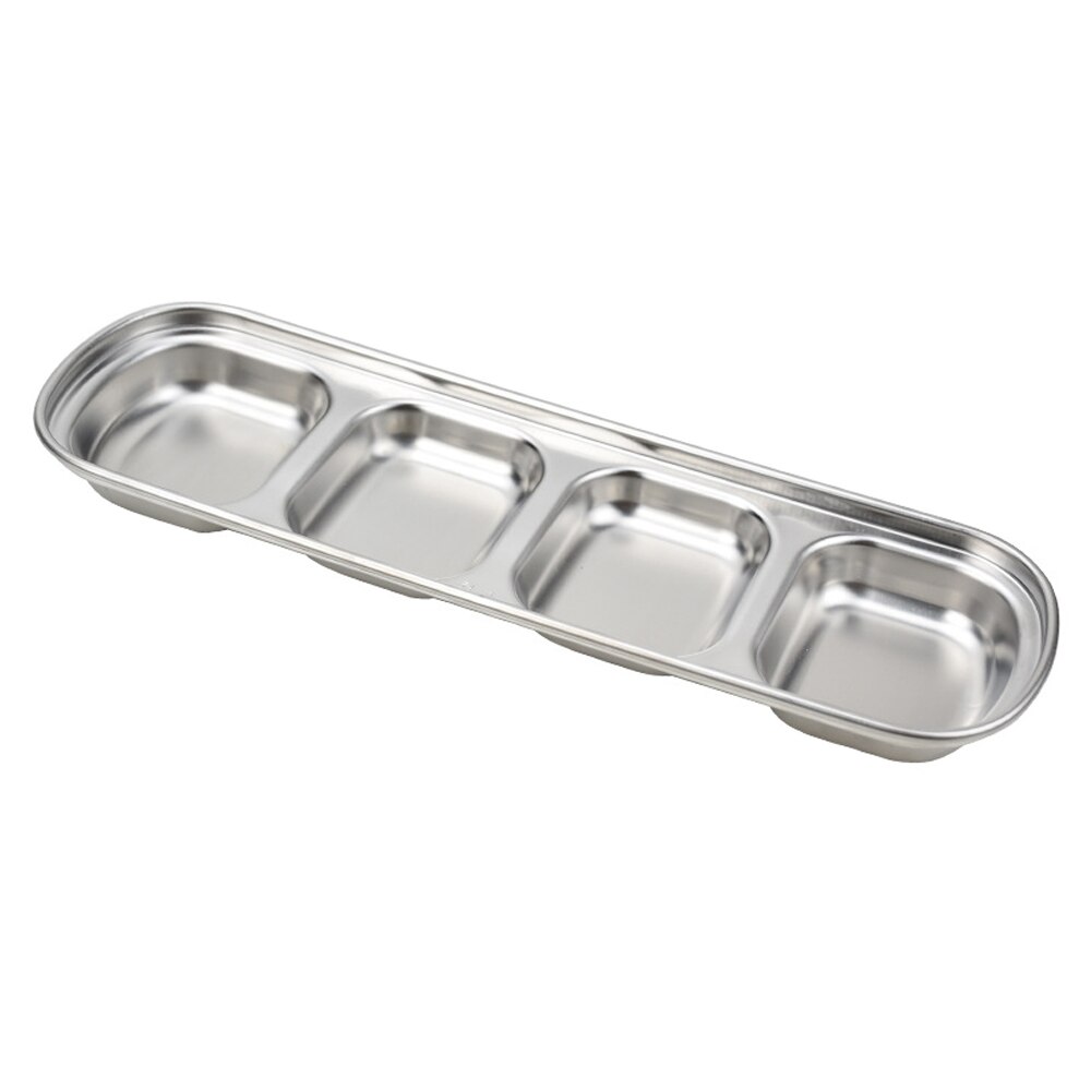 Kitchen Stainless Steel Storage Organizer Plate Saucer Snacks Vinegar Soy Plates Tableware Food Seasoning Tray Dish Tableware: 04