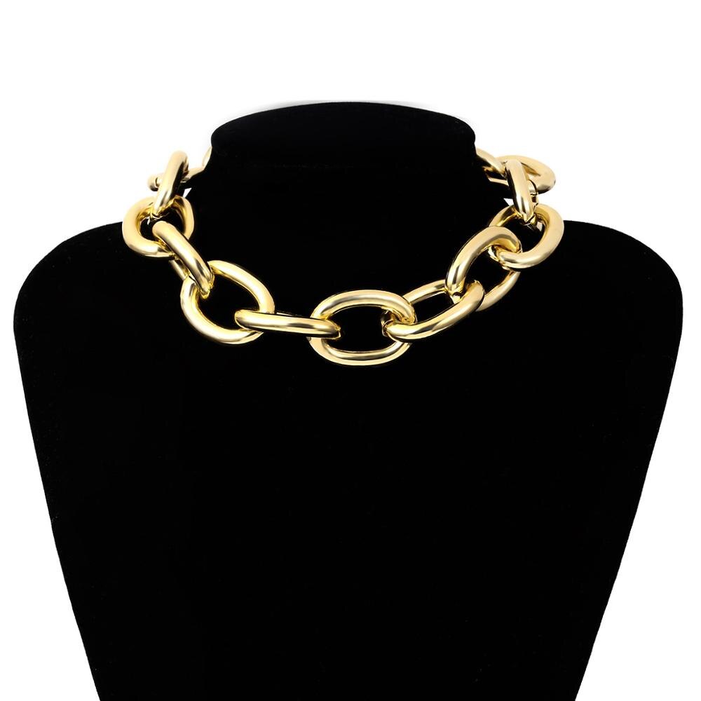 KingDeng Link Chain Retro Exaggerated Punk Metal Item Necklace Female Simple Chain Geometric Personality Necklace Shackles: G-Necklace