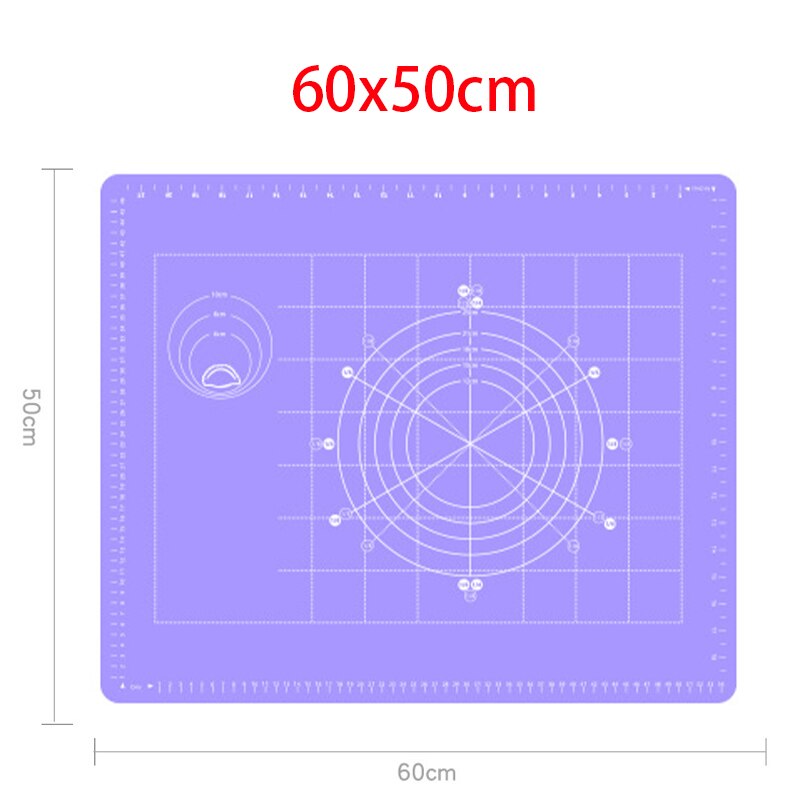 Antihaft Silikon zurück Skala matt Ofen rollen Teig Pad Lebensmittel Klasse Backen rollen Fondant Gebäck Matten Kuchen Kochen Werkzeug Neue: 60x50cm Violett