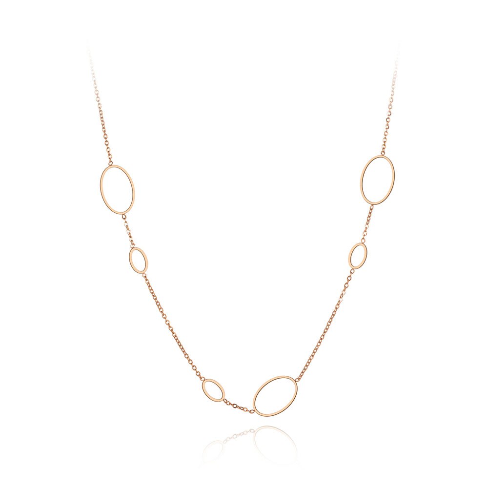 Lokaer Böhmen Edelstahl Oval Geometrie Halsband Halskette Schmuck Rose Gold Kette Verknüpfung Anhänger Halskette Für Frauen Mädchen N19120: Rose Gold