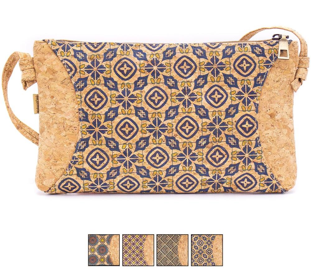 Natuurlijke Kurk Met Patroon Kleine Rits Crossbody Purse Tas-620