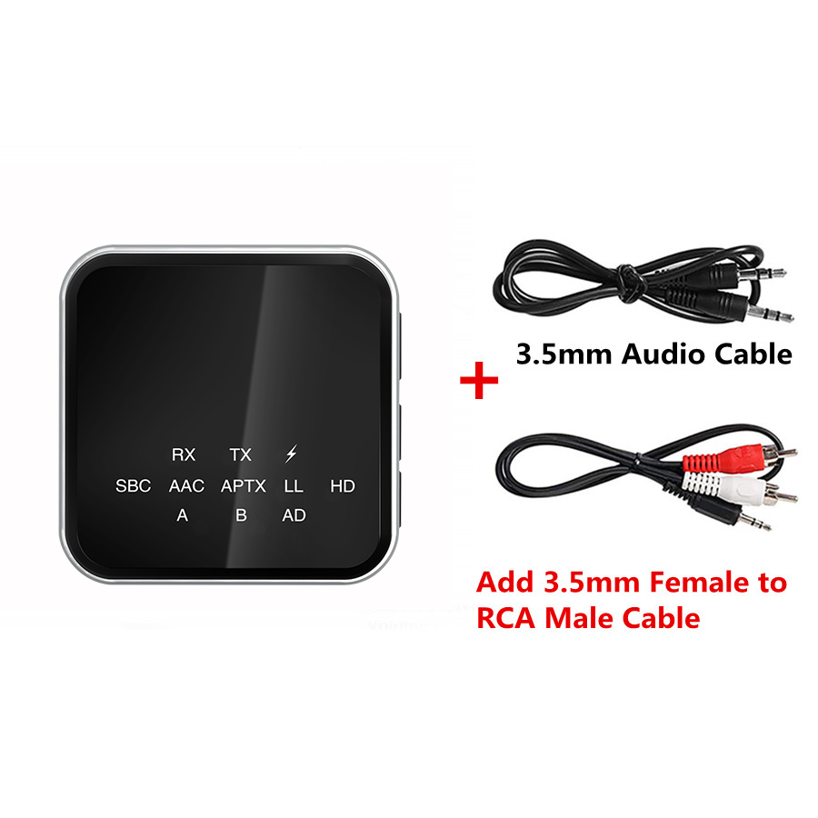 Trasmettitore ricevitore Bluetooth adattivo Aptx HD LL BT 5.2 RCA Jack da 3,5 mm Adattatore Audio senza fili AUX Chiamata in vivavoce per TV PC per auto: Rosso