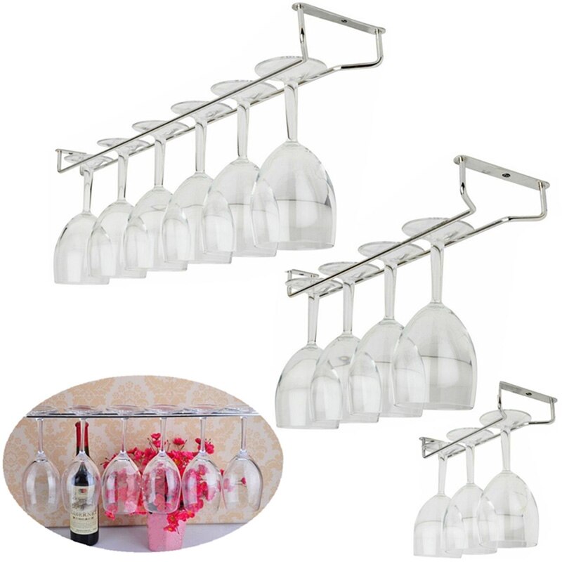 1Pc Nuttig 34Cm Rvs Wijnrek Glas Wijn Houder Opknoping Bar Hanger Plank Bar Gereedschap