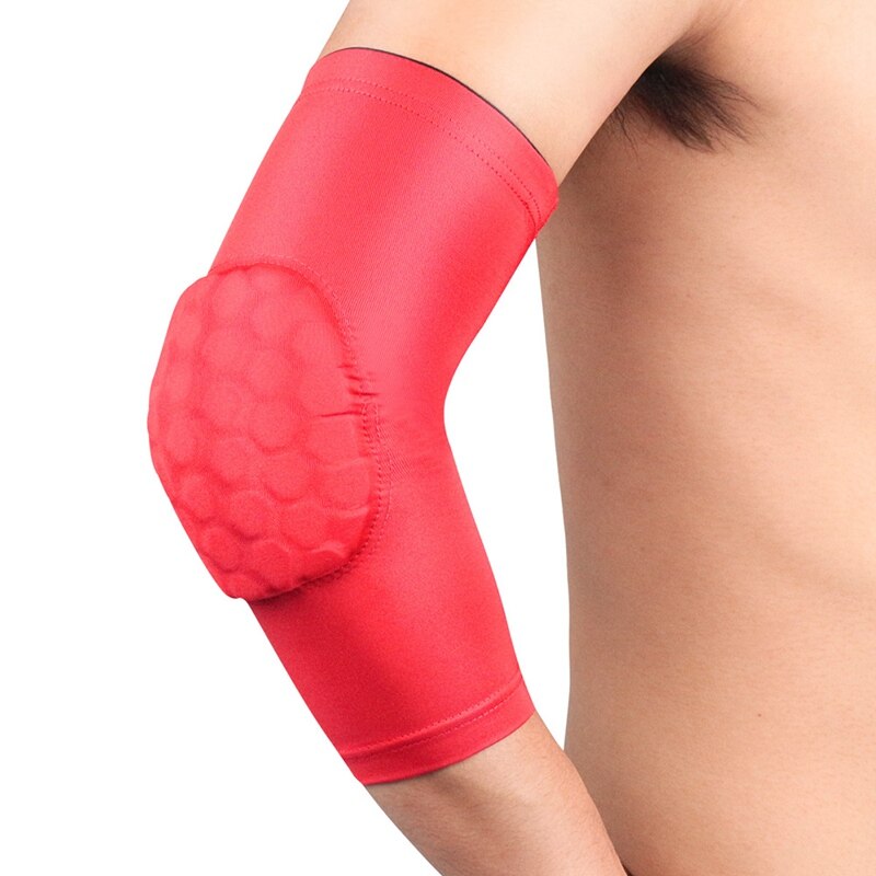 1pc Sport Elbow Pad arm sleeve armband elbow support Breathable Football Fitness Safety brace protector Basketball Arm Sleeve M: Red / XL