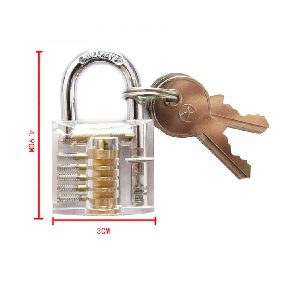1Pc Clear Crystal Transparent Cutaway Locks Inside View Practice Padlock Visible View Lock Training Skill Locks Keyed Padlock