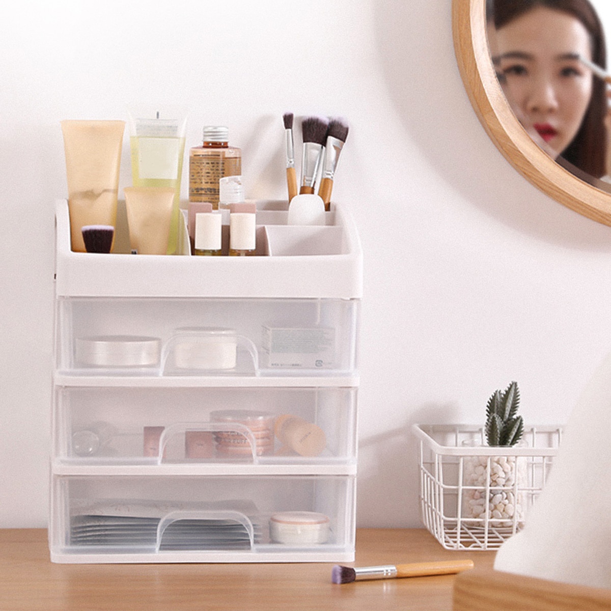 Make-Up Organizer Laden Plastic Cosmetische Opbergdoos Sieraden Container Make Up Case Makeup Brush Holder Organisatoren Doos