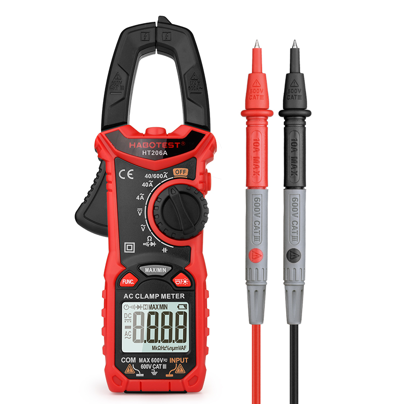 HT206A 600V 600A 4000 Counts AC Digital Clamp Meter Multimeter Pinza Amperimetrica Ohm Continuity Max Min Alicate Amperimetro