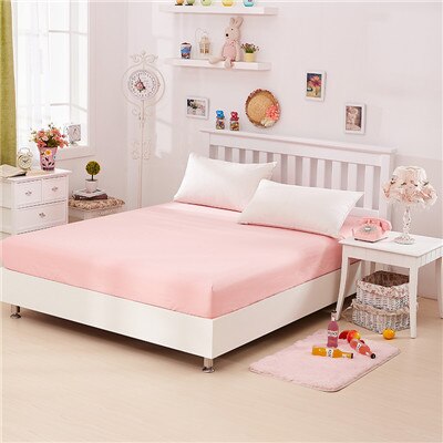 Hoeslaken elastisch matrashoes effen rood bedlinnen matraskussenhoes sprei plat laken kussensloop 3 stuks/set: Roze jade / 120 by 200cm