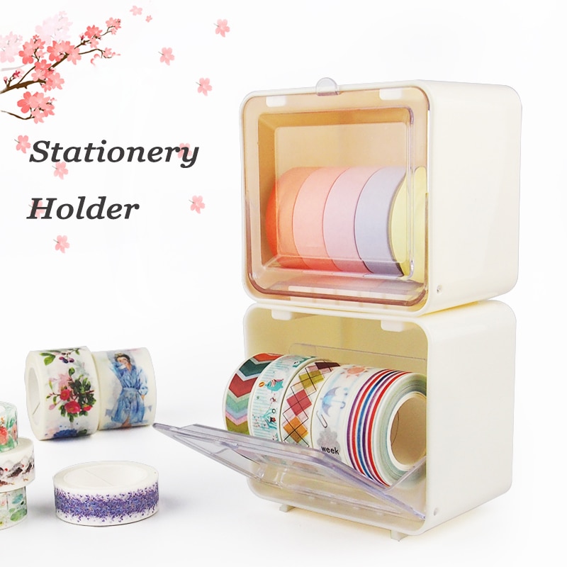 TMP-J Japanse Briefpapier Houder Afplakband Washi Tape Organizer Box DIY Tools Desktop Holder School Kantoorbenodigdheden