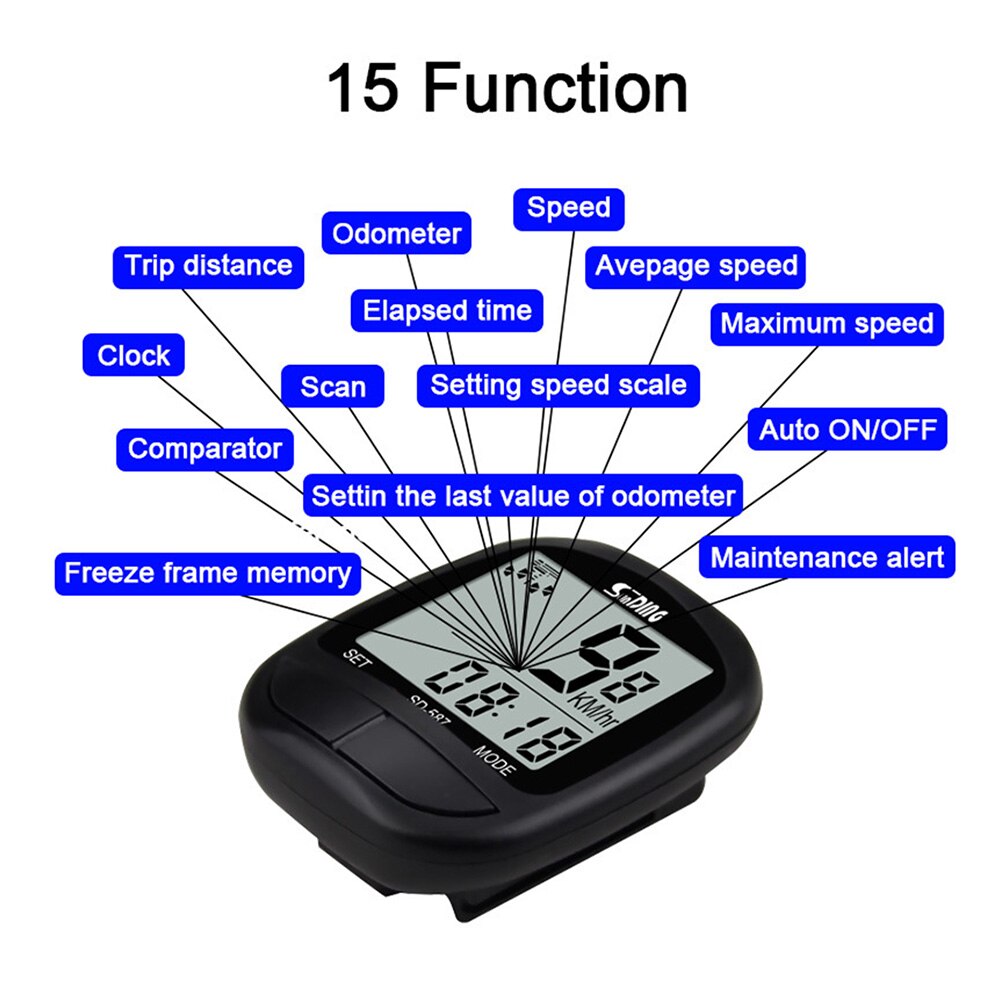 LCD Display Digital Wireless Speed Meter Cycling Speedometer Bike Computer With Waterproof Bicycle Odometer Speedometer Cycling