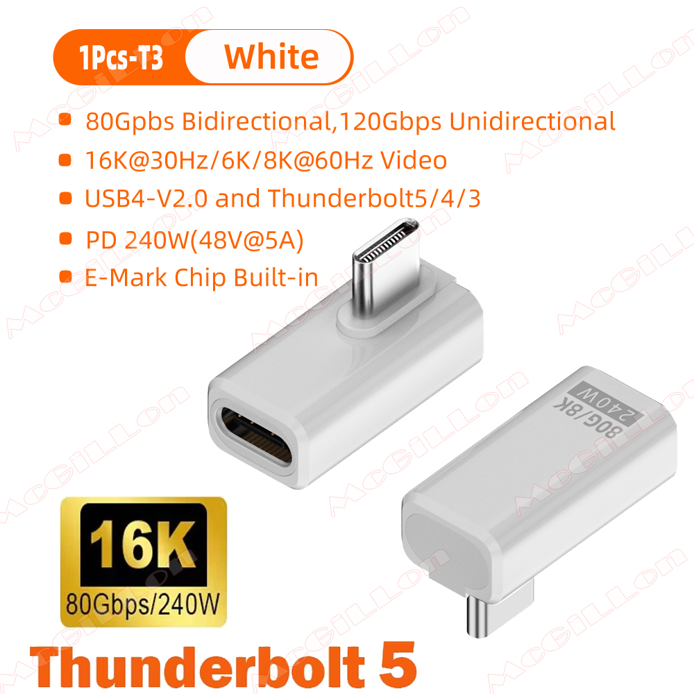 Thunderbolt 5 PD240W USB4 V2.0 Type-C naar Type C snellaadadapterconverter 80 Gbps dataconnector 8K bij 60 Hz USB C OTG-adapter: Ander