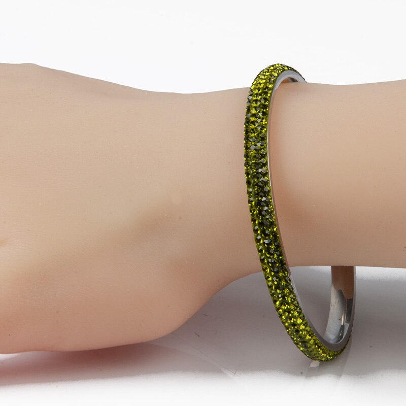 5 Colors 3 Rows Crystal Stainless Bangle Bracelet Love Rhinestone Bangle For Women Jewelry Christmas