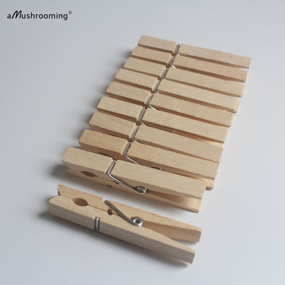 10 Large Natural Wooden Spring Clothespins Handmade 2.75 Inch Laundry Display Clips Craft Wrap Packaging Party Supplies