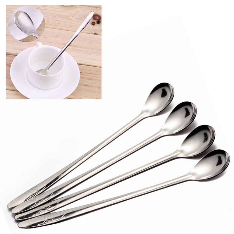 Cuchara para té Latte postre VJR de acero inoxidable con mango largo de 4 piezas 18,5*2,6 cm cucharas