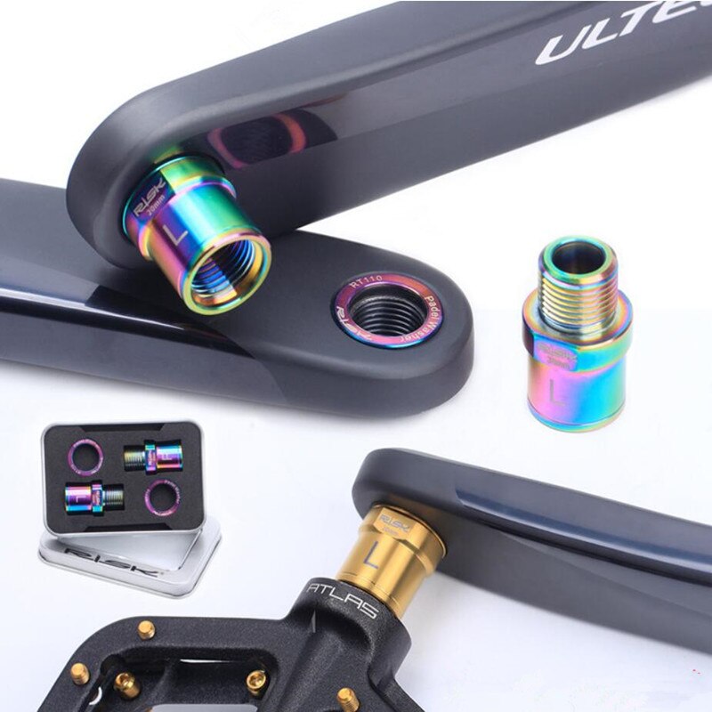 RISICO Titanium Fiets Pedaal Verlengen Bouten Axiale Core MTB Mountain Road Pedaal Lager Extender Axiale Converter Pedaal Extension
