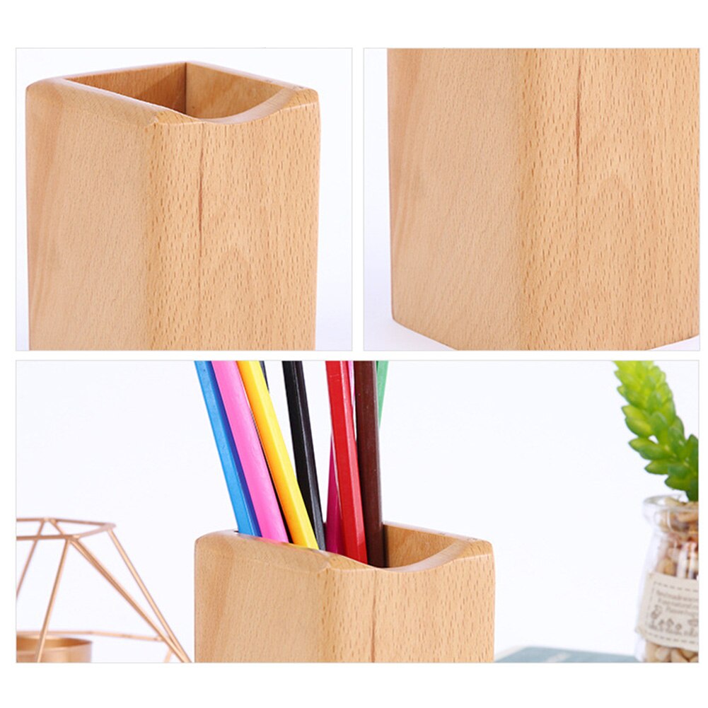 Multi-function Wooden Pen Holder Desk Organizer Makeup Brushes Tools Cup Holder office School Desktop Storage Case Box