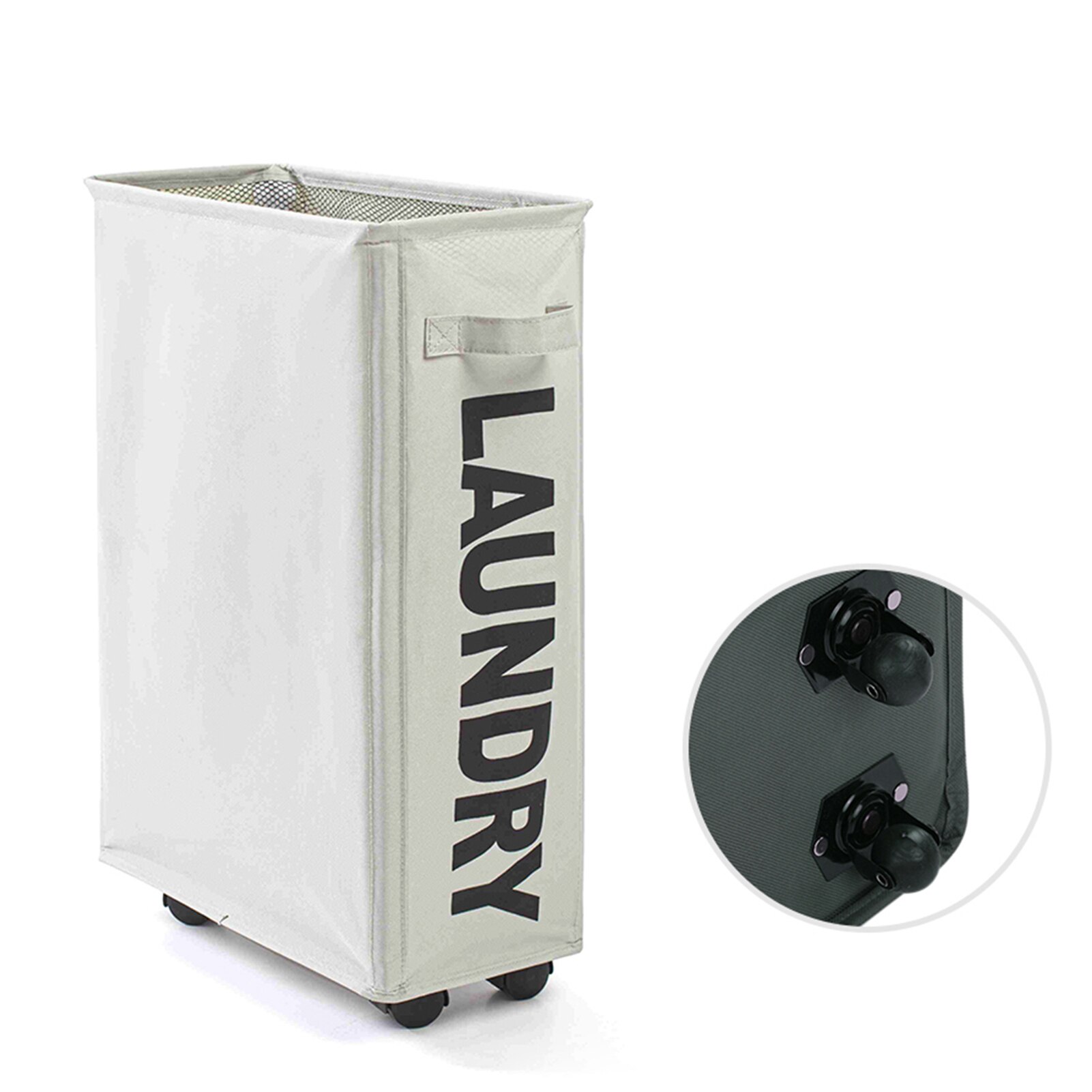 Foldable Laundry Basket with 4 Wheels Organizer Dirty Laundry Basket Bin Drawstring Laundry Bag Dirty Clothes Hamper: Light Grey