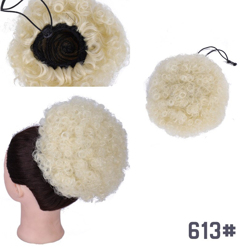 Ailiade hestehale højt hår puf klip i chignon bun hårstykke afro kinky krøllet syntetisk snoretræk hestehale hair extensions: 613