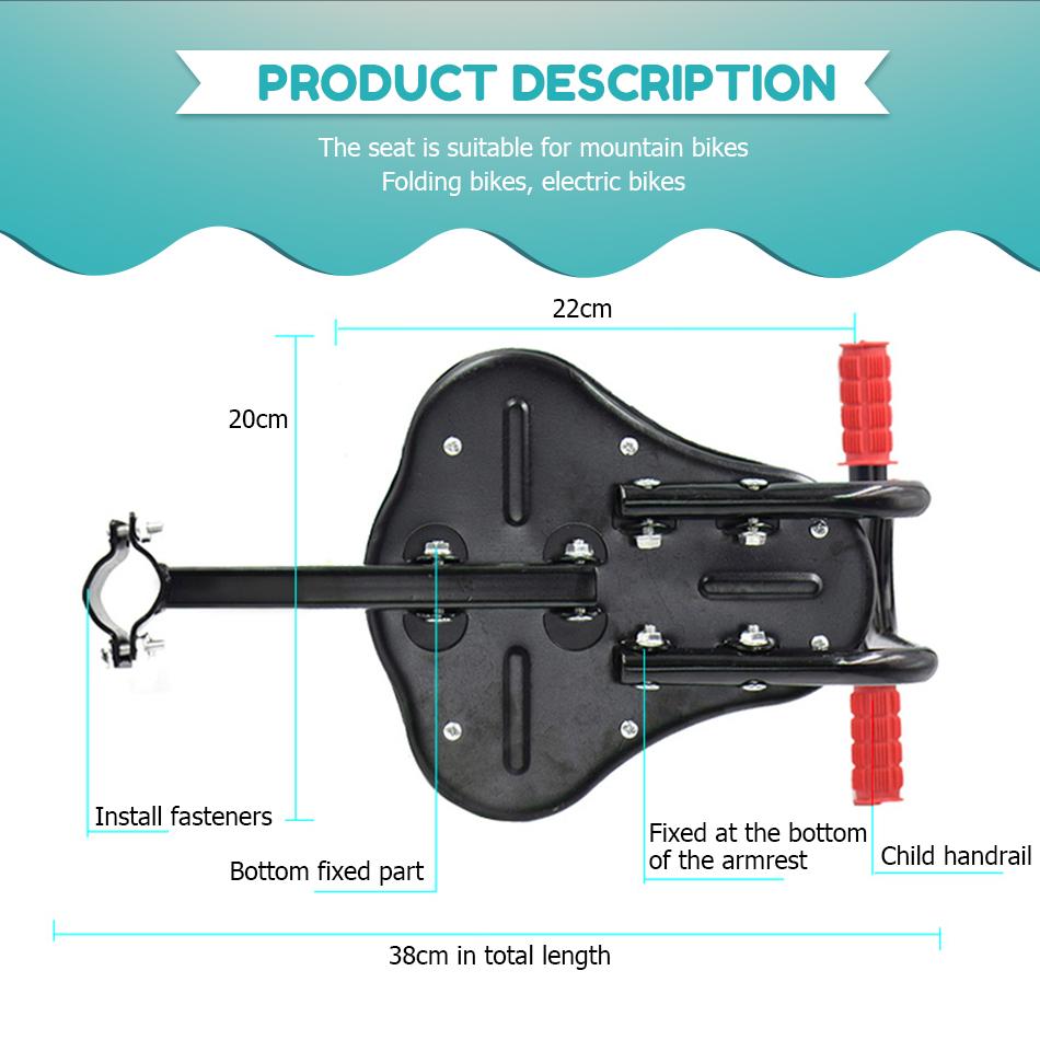 Selle de vélo détachable Tube en acier cadre de siège vélo électrique pliant siège avant selle enfants enfant enfant pliable plaque de siège