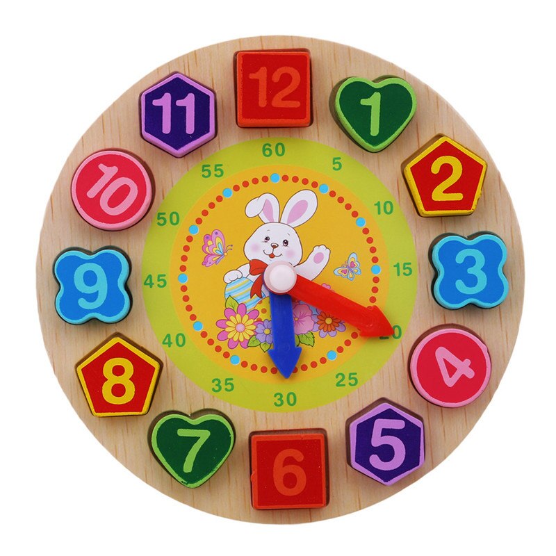Cognitive Digital Clock Digital Wooden Watch Jigsaw Toys Cartoon Threading Assembly Toys Kids Wooden Puzzle Toys