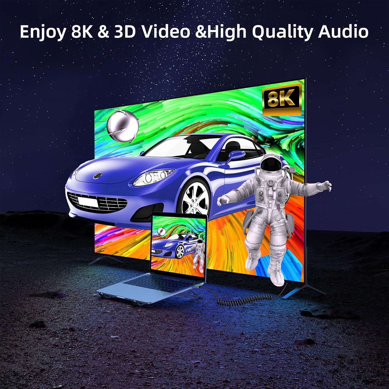1m bärbara 8k uhd-spiralkablar mini/micro hdmi-kompatibel stretchfjäderkabel för pc bärbar dator surfplatta kamera dv skärm hdtv