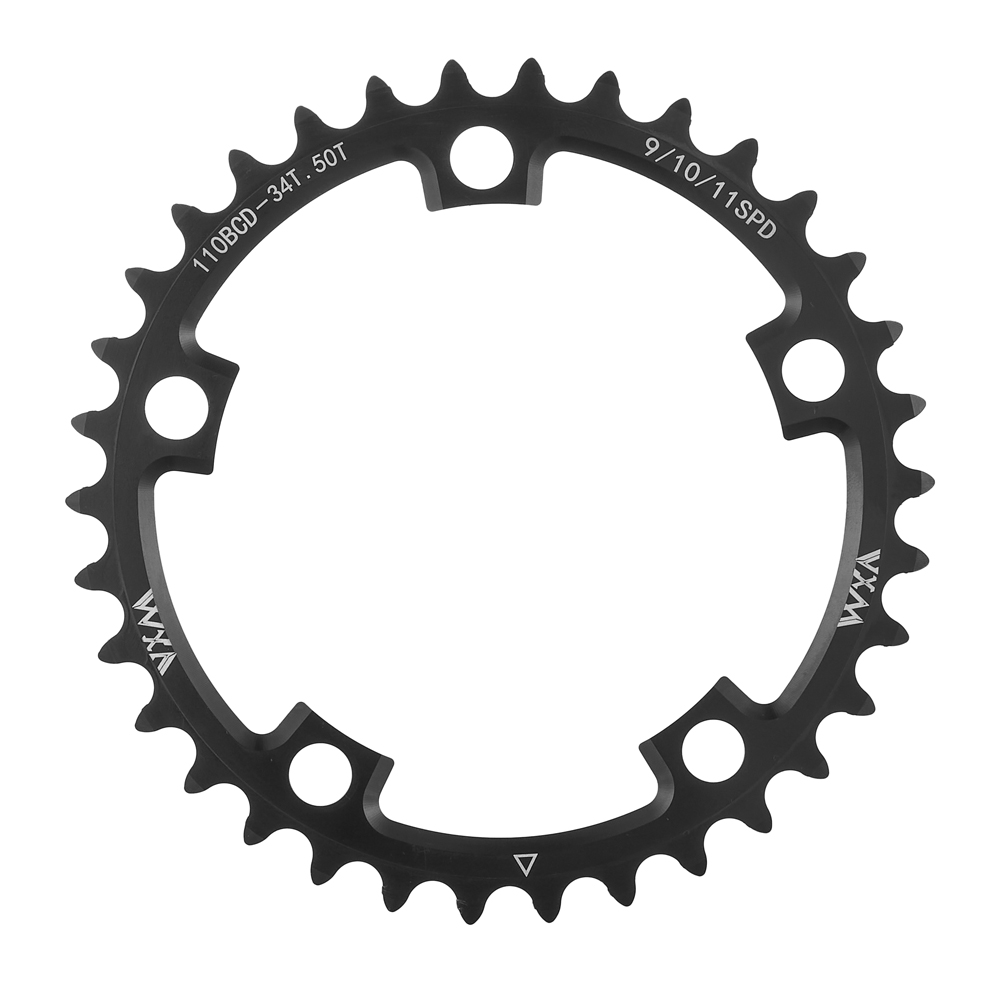 VXM-plato doble para bicicleta 110BCD 34T 50T 36T 52T 39T 53T, juego de bielas para bicicleta de carretera, disco de conducción, rueda dentada de aluminio, disco plegable para bicicleta: Blanco
