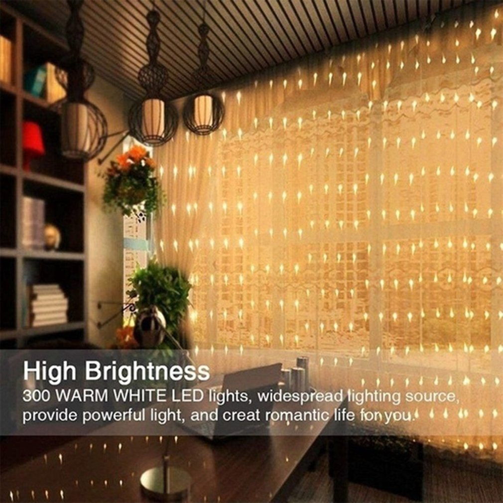 LED Curtain Light USB Remote Control 3x3 Meters 300 Bulbs Fairy Tale Wedding Party Garden Christmas Decoration Lights