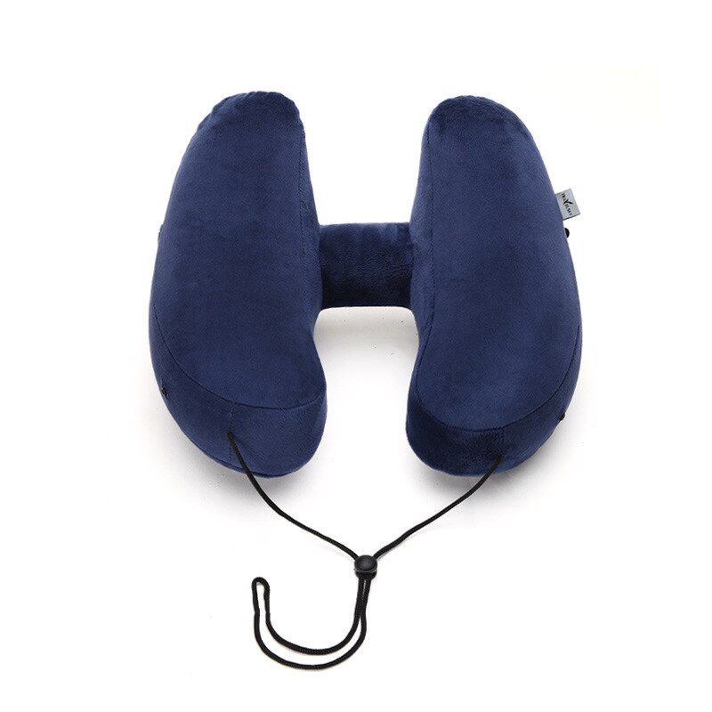 Russian Warehouse H Shape Inflatable Travel Pillow Air Cushion Folding Lightweight Nap Neck Pillow Car Airplane Sleeping Cushion: Navy Pillow