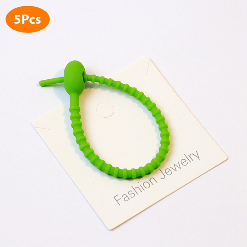 Fascette per alimenti riutilizzabili in Silicone da 5 pezzi fascette per borse a spirale fascette per cavi autobloccanti ecologiche: -N4