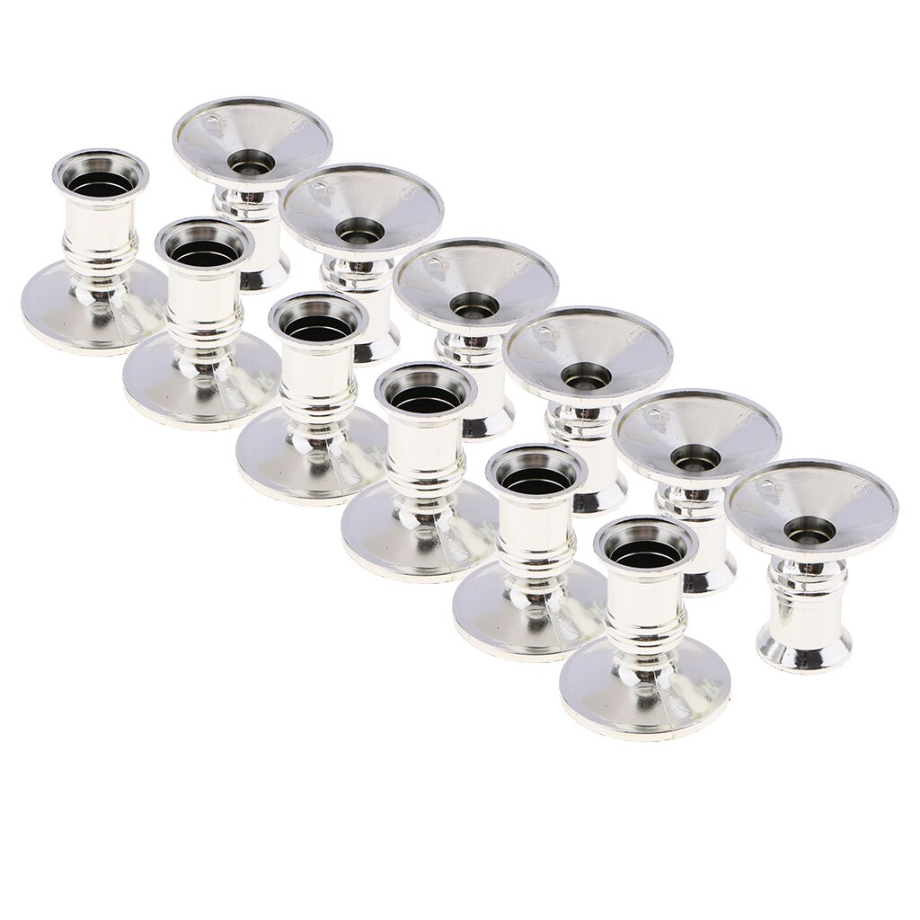 12pcs Plastic Candle Holder Pillar Candle Stick Wedding Event Candelabra Silver